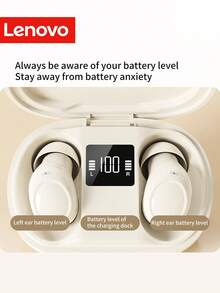 Lenovo Wireless Bluetooth 5.4 Earbuds, Mini Invisible Noise Cancelling Earphones With ENC Microphone, LED Display Charging Case And Deep Bass, Compatible With IPhone And Android Phones - View 12
