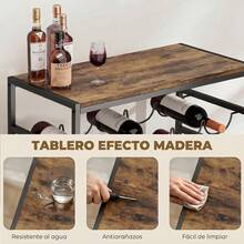 Adega de vinhos de 6 níveis para 30 garrafas com tampo em madeira, estilo industrial, 59x30x88,5 cm, marrom rústico - Castanho - Ver 4