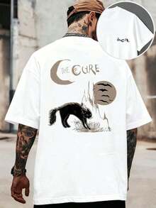 GiftCamiseta con estampado de gato y luna.Tejido premium, corte holgado y cómodo.Informal.Estampado gráfico único.Impresión a doble cara.Soft - Blanco - Ver 1