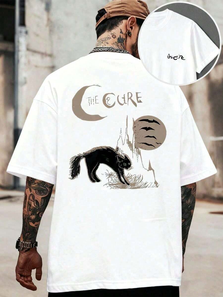 GiftCamiseta con estampado de gato y luna.Tejido premium, corte holgado y cómodo.Informal.Estampado gráfico único.Impresión a doble cara.Soft - Blanco - Ver 1