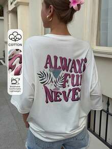 Camiseta casual de verano para mujer, cuello redondo, corte holgado, estampado gráfico, estilo vintage urbano, unisex, de algodón, manga corta, cuello redondo, blusas para mujer. blusas.blusas casuales para dama. - Blanco - Ver 7