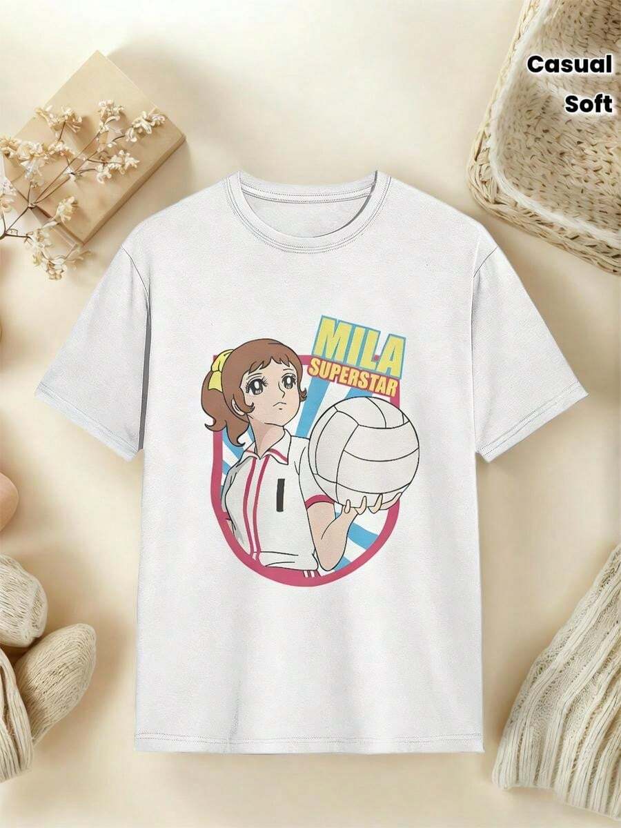 Camiseta Mila Retro Unisex para Todas las Estaciones. Con un Corte Clásico, esta Tejido Premium Suave y Cómodo es Esencial para Salidas Casuales y Deportivas, lo que la convierte en una Pieza Coleccio - Blanco - Ver 1