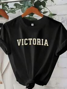 Diseño Sencillo[Circulo][Camiseta de Manga Corta con Cuello Redondo]Victoria Day, Queen Victoria, Canadá - Camiseta de Manga Corta con Cuello Redondo para Mujer con Estampado Artístico - Top Casual Elegante, Lavable a Máquina, Cómoda para Todas las Temporadas, Estilo Moderno, Tela Duradera, Ropa Cómoda, Material Suave, Camiseta Estampada, Para Quienes Buscan Comodidad, Estilo y Practicidad en el Verano. - Negro - Ver 12