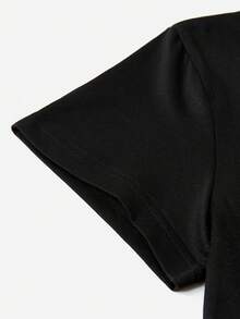 Camiseta vintage de talla grande para mujer con estampado de playa, sol y arena, corte holgado, mangas cortas, cuello redondo, informal para las vacaciones de verano. - Negro - Ver 3