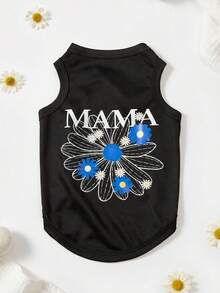 1pc Summer Floral Daisy Pattern "Mama" Letter Pet Vest, Physical Flea Repellent, Reduce Shedding, Heat Insulation & Breathable, Suitable For Small & Medium Dogs & Cats, Indoor & Outdoor Use - Black - View 11