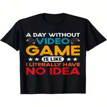 Decoraciones exclusivas para el Día de la Independencia y el Día del Padre. Camiseta unisex de manga corta estampada para adolescentes de 8 a 16 a?os, ideal para Navidad. Algodón puro de 220 g. - Negro - Ver 1