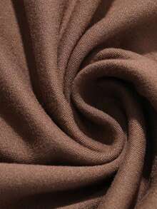 Curve Camiseta de verano elegante y ajustada de unicolor con hombros descubiertos para tallas grandes - Marrón - Ver 3