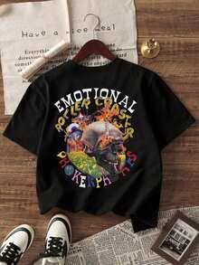 Camiseta Casual para Mujer con Estampado Gráfico de Calavera Psicodélica "Open Your Mind", Estilo Vintage, Oversize, Manga Corta, Cuello Redondo, Estética Y2K, Moda Urbana Atrevida, Ligera, Transpirable y Cómoda para Uso Diario, Ideal para Festivales de Música, Estilo Urbano, Skate Park, Salidas Casuales, Regalo para Entusiastas del Arte Psicodélico y la Cultura Alternativa. GQAH - Negro - Ver 6