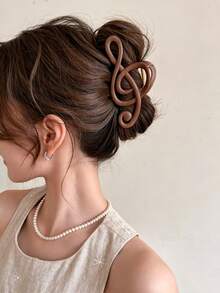 Presilha de cabelo feminina tamanho grande (12,8 cm) com estampa de madeira estilo anos 2000, feita de plástico leve. Acessório de cabelo moderno, versátil, elegante e minimalista, em cores sólidas e degradê. Ideal para uso diário, festas, deslocamentos, férias, penteados, maquiagem e para combinar com diferentes looks. - Multicolorido - Ver 2