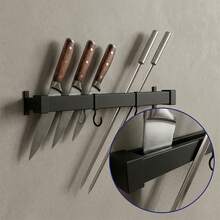 Skewers/Knives/Grills/Utensils Holder With 2 Movable Hooks 24cm For Kitchens, Barbecue Areas, Gourmet Areas - Practical Organizer - 黑色 - 查看 1