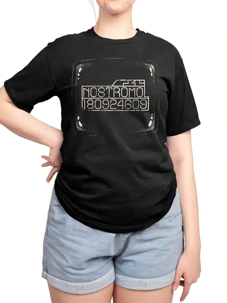 Camiseta de manga corta para mujer Nostromo Welcome, holgada, cómoda, de diseño de moda y transpirable - [Negro] - Ver 1