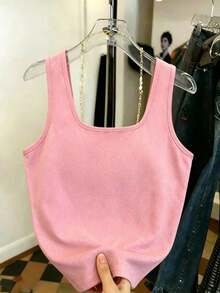 Nueva llegada Camiseta de tirantes ajustada de algodón versátil y casual para uso diario para mujeres - Multicolor 3 - Ver 2