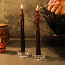 10/5/2pcs Black Exterior Red Interior Bleeding Candles, Suitable For Halloween - Shiny Single Wick Candles - Perfect For Home Decor, Weddings, Birthdays And Romantic Dinners - Novel - View 6
