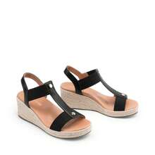 Women's Wedges Sandals - Classic Comfort - Black - View 8