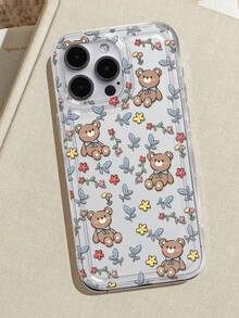 Cute Bear Floral Doodle Print Clear Case Compatible With IPhone 13/15/16/17pro/17/14/17/15pro/15 Plus/15 Promax/7plus/8plus/X/Xs Max/Xr/11pro/12pro/13pro/14pro/12mini/13mini/11promax/12promax/13promax/14promax/14plus/17pro Max/17Air/6/6s Plus/7/8/16Pro/16plus/16promax/Se2/17promax&Compatible With Samsung Galaxy/A54/A14/A12/A13/A15/A32/A33/A24/A52S/S20/S21/S22/S23/S24/S23Plus/S24ultra/S25/A15/A33/A23/A07/A17/S26/A56/A57 - Multicolor - View 5