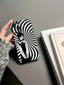 Tema hipnótico en espiral de chica anime monocromáticafunda de teléfono Fundas compatibles con ,Apple,VIVO,OPPO,,, y Honor.Fabricadas en silicona TPU,ofrecen protección contra golpes y caídas. - Negro - Ver 6