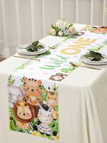 1pc Forest Animal Pattern Table Runner, Animal Pattern Tablecloth, Animal Theme Party Table Runner, Animal Lover Desktop Decor, Birthday Party Decoration, Kitchen Dining Table Decor, Gender Reveal Party Tablecloth, Baby Shower Party Supplies, Home Decor, Kitchen Accessories, Room Decoration, Party Favors - Animal - View 11