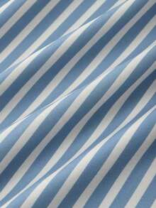 Falda de línea A de cintura alta elástica con rayas de contraste para mujer, rayas azules y blancas, estilo casual suelto y elegante para ir al trabajo - Multicolor - Ver 7