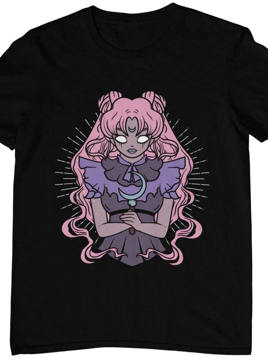 Camiseta Kawaii Pastel Goth, Gothic Anime Mädchen, sß gruselige Wicca Hexe, UniS1ex Shirt aus nachhaltiger Baumwolle.220g uniS1ex pure cotton Tshirt iD1real weight for all season1ons, Suitable for both M1en and woM1en. Highquality durable fabric, soft to the touch, and longduring. Transpirable top, Suitable for woM1en's autumn wear and vacation wear. - Negro - Ver 1