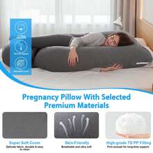 Pregnancy Pillow For Sleep Support For Back, Stomach, Hips, Legs, Full Body Pregnancy Pillow For Pregnant Women, Pillow For Women And Side Sleepers - 黑灰色 - 查看 9