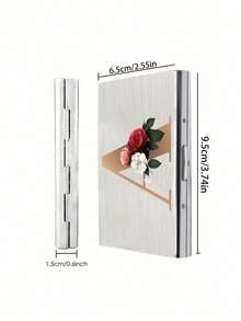 Red Flowers And Gold Letters A-Z Initial Pattern Slim Card Case Minimalist Aluminium Metal Wallet RFID Privacy Protection Credit Card Holder ID Business Card Pouch Portable Card Organizer Thin Metal Purse Multifunctional Card Storage Box For Daily - Multicolor - View 11
