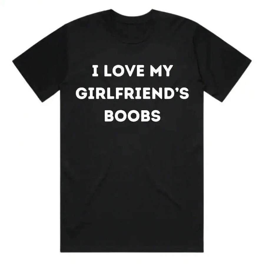 Me encantan los pechos de mi novia - Regalo de San Valentín para novio - Regalo para novio, camiseta divertida para adultos, regalo para mujer y hombre, vibes de verano - Negro - Ver 1