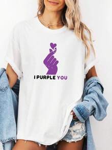 Camiseta K-Pop, Camiseta "I Purple You" - Camiseta Unisex, Camiseta con Diseño K-Pop Morado, Regalo para Fans de K-Pop, Camiseta Inspirada, Mercancía K-Pop, Ropa Hombre, Cosas Para Hombre, Ropa De Mujer, Blusas Casuales Bonitas - Blanco - Ver 1