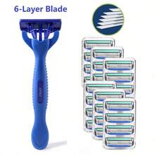 Barbeador Manual Masculino, Lâminas de Aço Inoxidável de 6 Camadas, Cabeça de Barbeador Substituível - Multicolorido - Visão 10