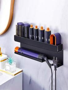 No Drill Wall Mounted Hair Dryer Holder, Can Be Used To Store Hair Accessories, Hair Dryers And Curling Irons, Can Be Used As A Hair Dryer Rack, Hair Styling Tool Storage Box, Bathroom Salon Hair Tool Organizer - Multicolor - View 2