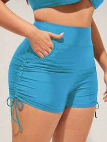 Swim Talla grande Bottom de bikini con cordón lateral - Celeste - Ver 4