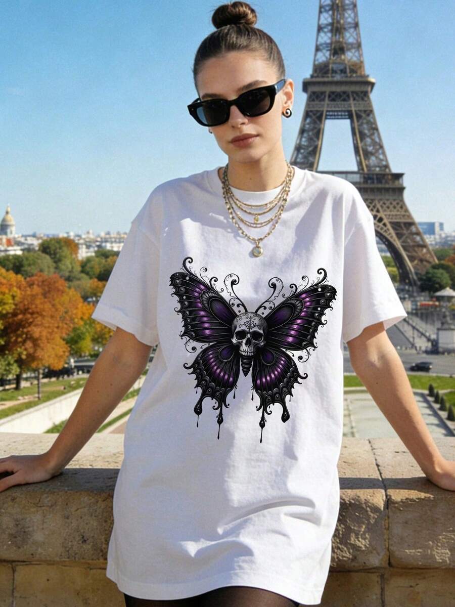 Camiseta de manga corta con cuello redondo suave y casual de verano para mujer, tops para salir, algodón, vintage, estilo callejero europeo y americano, casual deportivo, estilo unisex, estilo casual urbano, tops bonitos, Gen Z, curvy, ropa Y2K, camisetas divertidas, tops para damas, conjuntos de vacaciones para mujer, top lindo, camiseta gráfica, conjuntos de primavera, camisetas holgadas, ropa de calle retro, estilo de los 90, estilo de los 2000, subcultura, top negro, tops blancos, atuendo de fiesta de los 90. Negro - Blanco - Ver 1