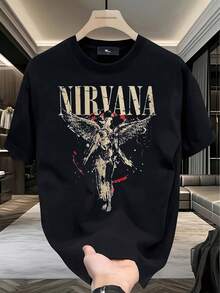 Men's Black T-Shirt With Vintage Y2K Graphic Print, Unisex For Men And Women, 100% Cotton, Soft And Breathable, Crew Neck, Short Sleeve, Retro Casual Summer Style, Artistic Design, Machine Washable, Ideal For Father's Day And Easter Gifts. - 黑色 - 查看 8