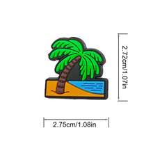 16-Piece Tropical Hawaii Beach Vacation Style PVC Hole Shoe Charm Accessories, Assorted Palm Tree And Turtle Designs - Multicolor - View 7