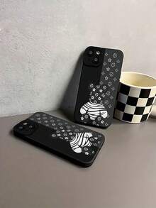 Tema floral  Companion en blanco y negrofunda de teléfono Fundas compatibles con ,Apple,VIVO,OPPO,,, y Honor.Fabricadas en silicona TPU,ofrecen protección contra golpes y caídas. - Negro - Ver 7