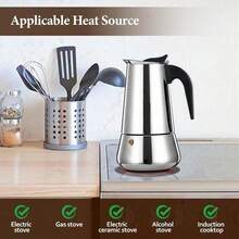 Stainless Steel Greca Moka Pot Classic Espresso Coffee Maker Suitable For Induction, Ceramic, Gas Stoves - Silver - View 4