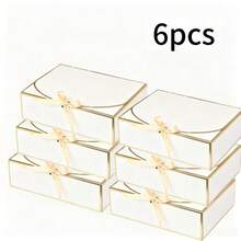 1/6/12 Hộp Quà Màu Trắng Viền Vàng & Nơ Satin, Kích thước 10.6x7.8x3.1 inch, Hộp Quà Cao Cấp Có Khóa Từ, Hộp Quà Gấp Gọn Thích Hợp Cho Đám Cưới, Cầu Hôn, Tiệc Sinh Nhật, Tiệc Mừng Em Bé, Mỹ Phẩm & Quà Tặng - Xem 11