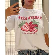 Camiseta de fresa, Top retro de los 90, Camiseta para estilo de vida activo - Blanco - Ver 2
