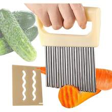 1pc Potato Slicer With Protective Cover, Stainless Steel Wavy Blade Wolf Tooth Potato Cutter, Manual Vegetable Slicer For Kitchen And Home Use, No Power Required, Multi-Functional For Fresh Fruit, Vegetables, Salad, Carrots, Potatoes, French Fries - Perfect For Home Kitchen - Multicolor - View 6