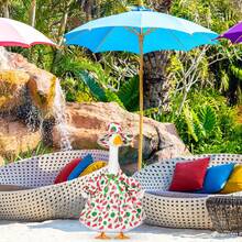 Escultura de ganso de cemento de 23 pulgadas, decoración de verano para patio exterior, césped y balcón, falda con patrón de sandía de primavera (Body de escultura de ganso no incluido) - Sandía - Ver 6