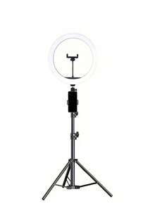 Trípode de 110 cm + Abrazadera en O, con Anillo de Luz de 10 Pulgadas para Transmisión en Vivo - Negro - Ver 8