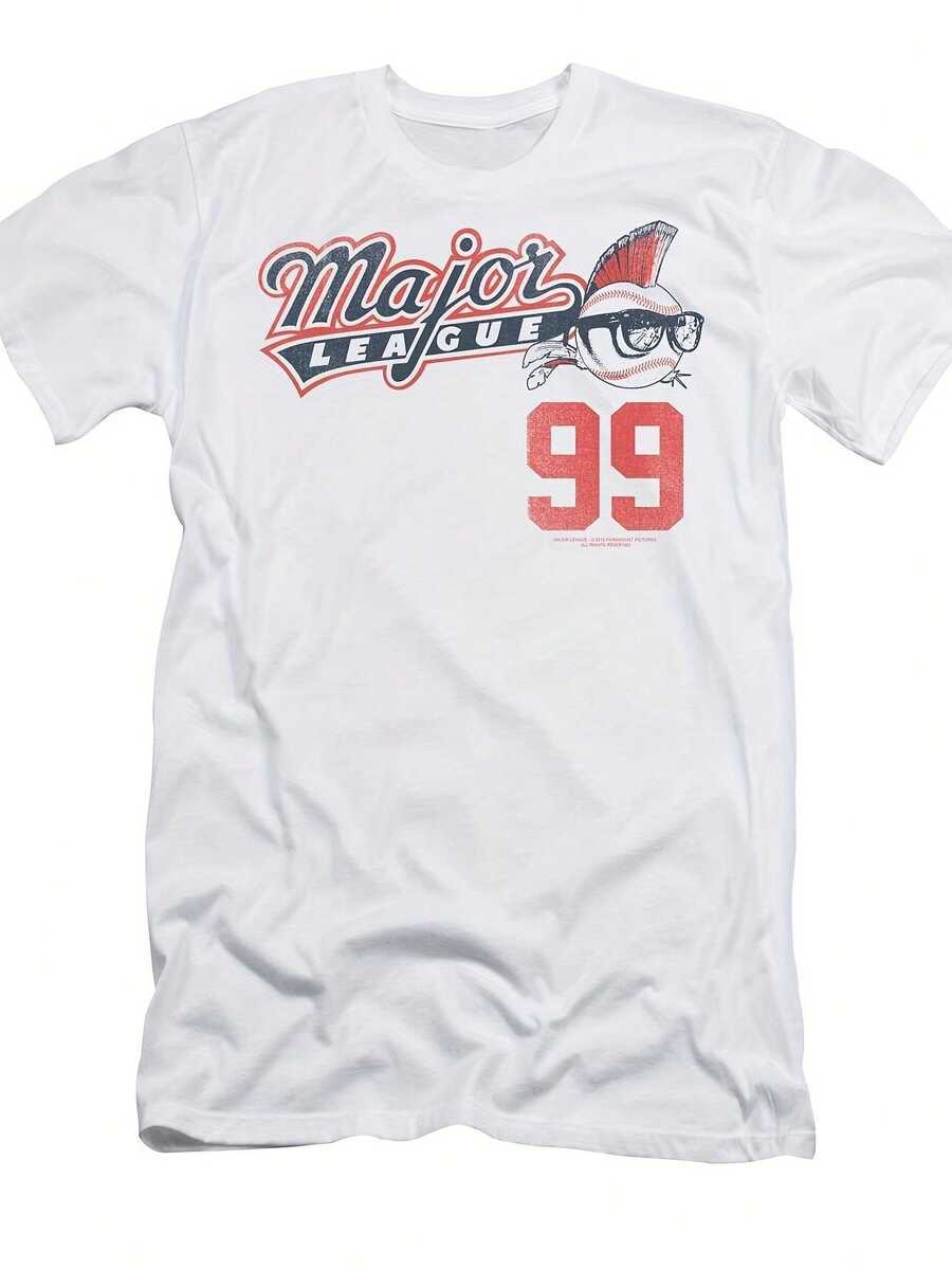 Camiseta con Estampado de Béisbol Major League 99 - Camiseta vintage blanca de cuello redondo con estampado '99, de corte holgado y manga corta, adecuada para uso casual y conjuntos (lavable a máquina) 180 gramos. - Blanco - Ver 1