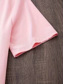 Talla Grande, Top Casual de Manga Corta con Estampado y Cuello Redondo, Verano y Primavera, Ropa de Mujer Talla Grande - Rosa - Ver 4
