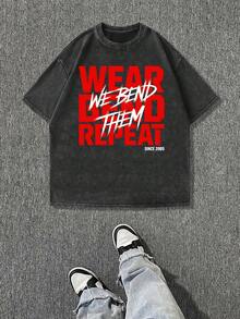 Camiseta casual vintage cómoda y lavada para mujer, camiseta de manga corta con cuello redondo,% algodón lavado y versátil para hombre, adecuada para uso diario y atuendos de, estilo unisex. - Negro - Ver 1