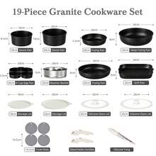 RIOVARM Induction Non Stick Frying Pan And Pot Set With Lids, Granite Cookware Set With Detachable Handles, Stackable Kitchen Cookware With Removable Handles, Camping Frying Pan Set - View 2