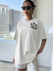 Camiseta de manga corta con estampados frontales y traseros - estampado de luchador enmascarado de la lucha mexicana - Camiseta de mujer con estampado de moda para primavera/verano, artículo de moda, adecuada para citas de fin de semana, reuniones y viajes. Camisa elegante adecuada para fiestas. - Negro - Ver 3