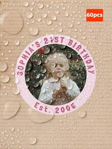1/30/60/120pcs Personalized Birthday Photo Stickers, Custom Party Stickers For Bachelor, Groom, And Bride Party, DIY Stickers For Wedding And Family Celebrations - Multicolor - View 48