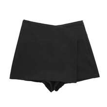 HXAO pantalones cortos para mujer 2024 verano elegante Casual falda de fiesta pantalones cortos señoras moda blanco caqui negro Falda corta pantalones para mujer - Negro - Ver 4