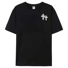 Camiseta gráfica FEEGO para chicos y adolescentes con tela ligera y transpirable para un uso casual cómodo en verano y un estilo urbano diario, perfecta para actividades al aire libre, camiseta divertida, camiseta de moda, camiseta de fe cristiana, camiseta de anime , estilo urbano oversize. - Negro - Ver 5