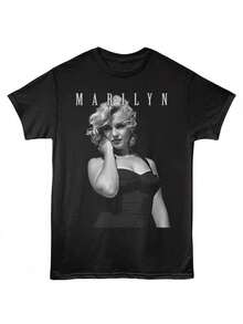 Men's Vintage Graphic T-Shirt - Retro Glamour Style, Bold Portrait, Regular Crew Neck For Everyday Wear And Themed Events - Cinematographic Clothing - 黑色 - 查看 1