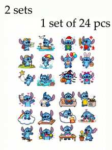 Disney Lilo & Stitch Stickers, 24Pcs Waterproof Vinyl Decals For DIY Shot Glasses, Cups & Crafts, Removable Stitch Stickers For Scrapbooking, Party Decorations, Water Bottles, Laptops, Perfect For Stitch Fans, Kids & Teens, Party Supplies - Stitch Stickers - View 13